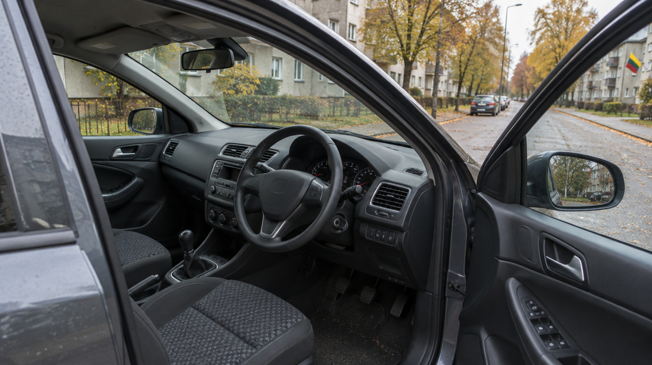 Angliškas automobilis su vairu dešinėje