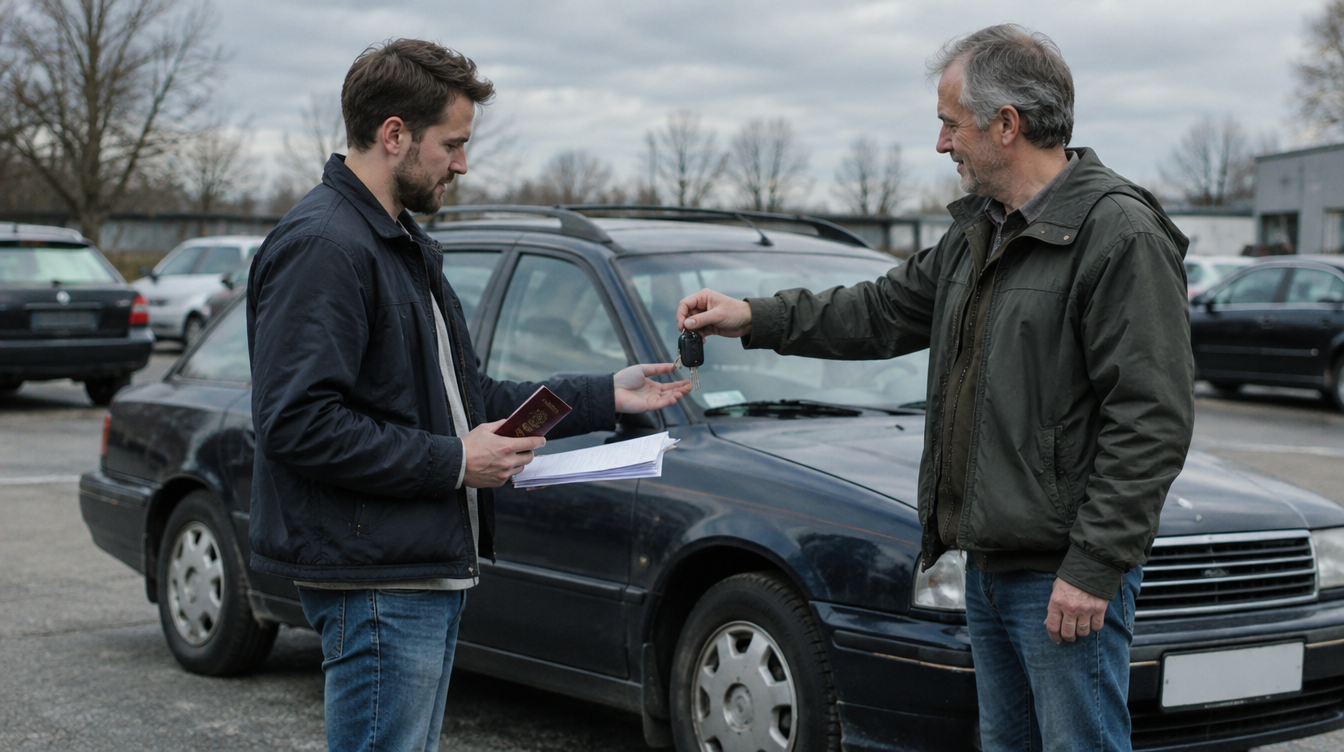 Automobilio pardavimas užsieniečiui: pirkėjas su pasu ir pardavėjas su raktais